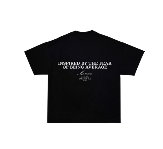 Inspired by the fear of being average | Black T-shirt