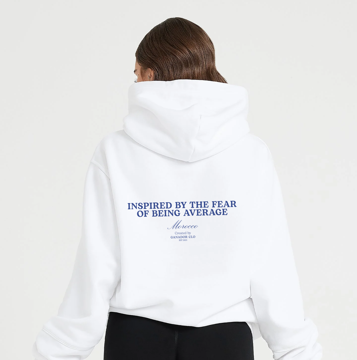 Inspired by the fear of being average Unisex Hoodie | White