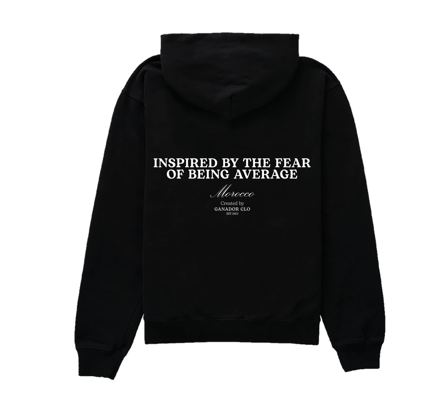 Inspired by the fear of being average Unisex Hoodie | Black