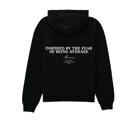 Inspired by the fear of being average Unisex Hoodie | Black
