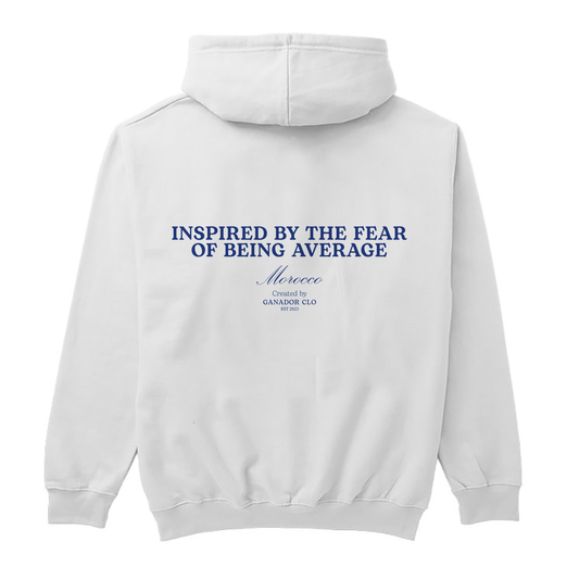 Inspired by the fear of being average Unisex Hoodie | White