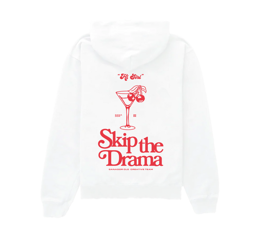 SKIP THE DRAMA | WHITE HOODIE